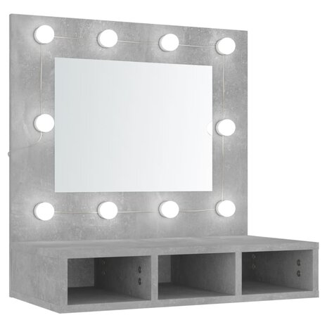 Spiegelkast met LED-verlichting 60x31,5x62 cm betongrijs 2