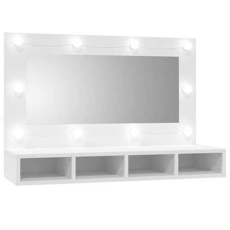 Spiegelkast met LED-verlichting 90x31,5x62 cm wit 2