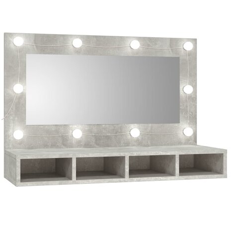 Spiegelkast met LED-verlichting 90x31,5x62 cm betongrijs 1