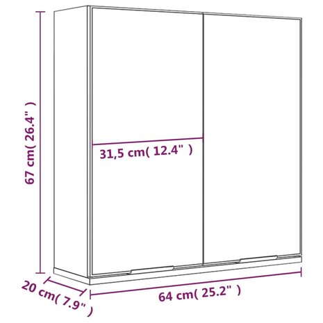 Badkamerkast met spiegel 64x20x67 cm wit 10