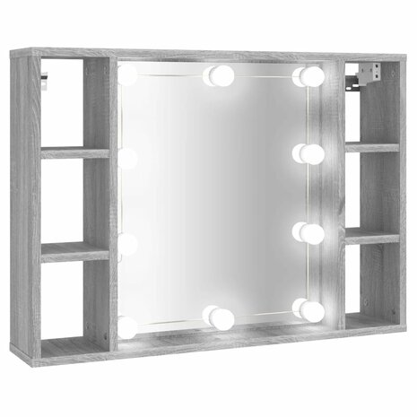 Spiegelkast met LED-verlichting 76x15x55 cm grijs sonoma eiken 2