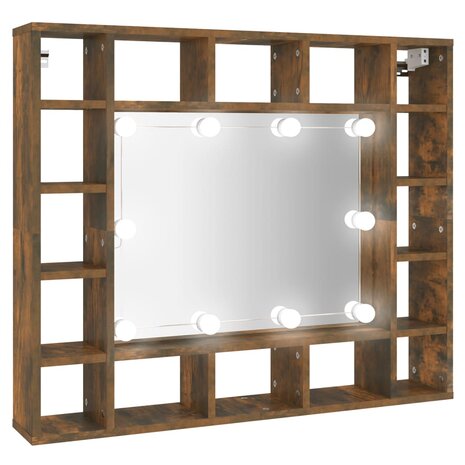 Spiegelkast met LED-verlichting 91x15x76,5 cm gerookt eiken 2