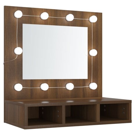 Spiegelkast met LED-verlichting 60x31,5x62 cm bruin eikenkleur 2