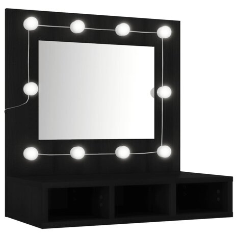 Spiegelkast met LED-verlichting 60x31,5x62 cm zwart 2