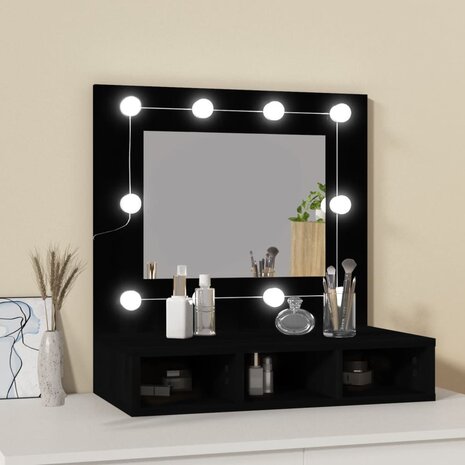 Spiegelkast met LED-verlichting 60x31,5x62 cm zwart 4