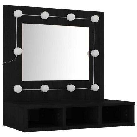 Spiegelkast met LED-verlichting 60x31,5x62 cm zwart 6