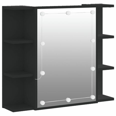 Spiegelkast met LED-verlichting 70x16,5x60 cm zwart 2