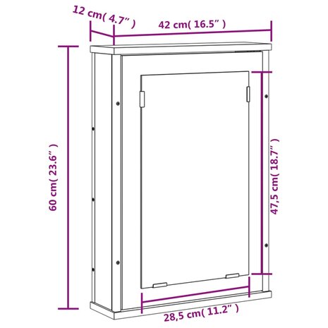 Badkamerspiegelkast 42x12x60 cm bewerkt hout grijs sonoma eiken 12