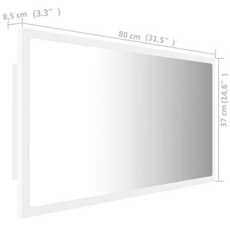 Badkamerspiegel LED 80x8,5x37 cm acryl wit 12