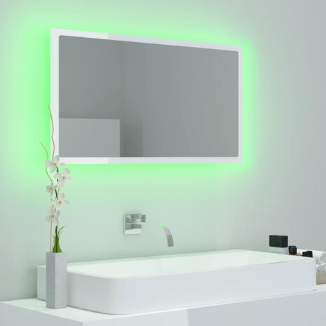 Badkamerspiegel LED 80x8,5x37 cm acryl hoogglans wit 4