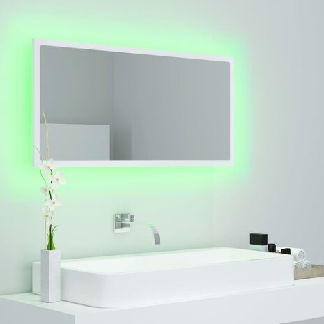 Badkamerspiegel LED 90x8,5x37 cm acryl wit 10