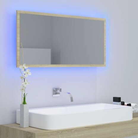 Badkamerspiegel LED 90x8,5x37 cm acryl sonoma eikenkleurig 10