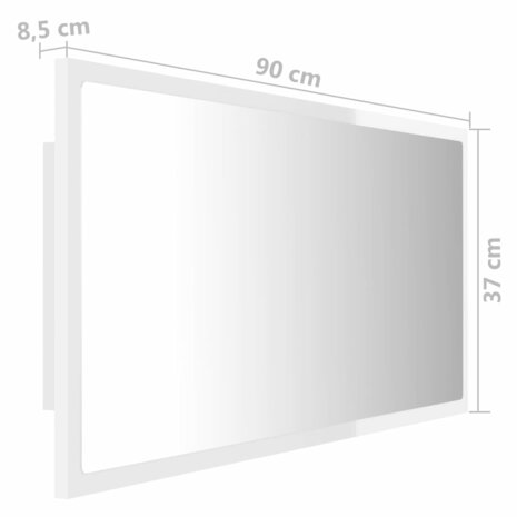 Badkamerspiegel LED 90x8,5x37 cm acryl hoogglans wit 12