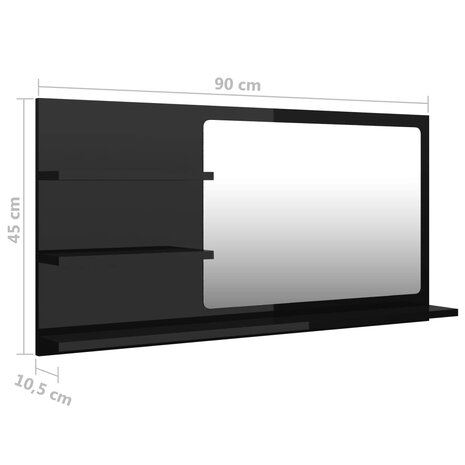 Badkamerspiegel 90x10,5x45 cm bewerkt hout hoogglans zwart 7