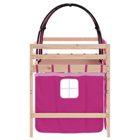 Kinderhoogslaper met tunnel 80x200 cm massief grenenhout roze 8