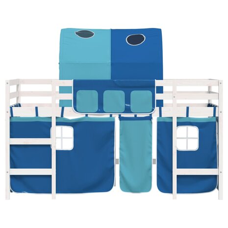 Kinderhoogslaper met tunnel 90x200 cm massief grenenhout blauw 5