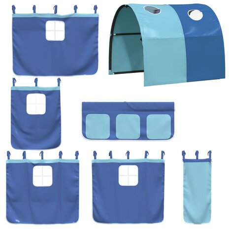 Kinderhoogslaper met tunnel 80x200 cm massief grenenhout blauw 9