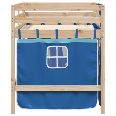 Kinderhoogslaper met gordijnen 80x200 cm grenenhout blauw 5