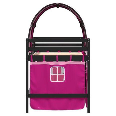 Kinderhoogslaper met tunnel 80x200 cm massief grenenhout roze 5