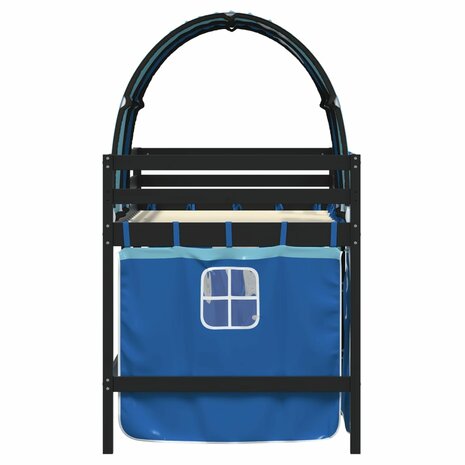 Kinderhoogslaper met tunnel 90x200 cm massief grenenhout blauw 5