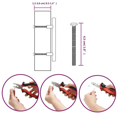 Handvatten 10 st 96 mm roestvrij staal zwart 9