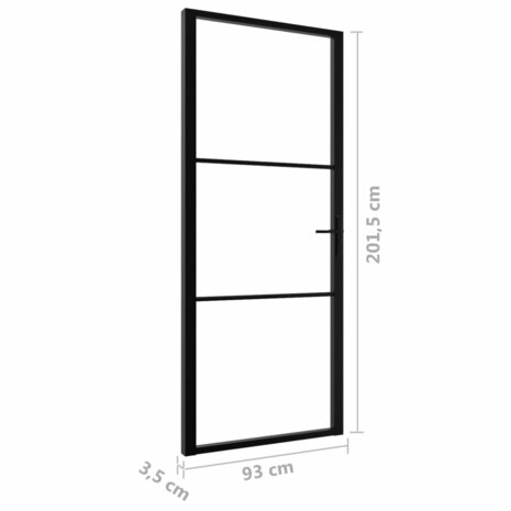 Binnendeur 93x201,5 cm ESG-glas en aluminium zwart 6