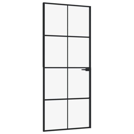 Binnendeur 83x201,5 cm gehard glas en aluminium smal zwart 2