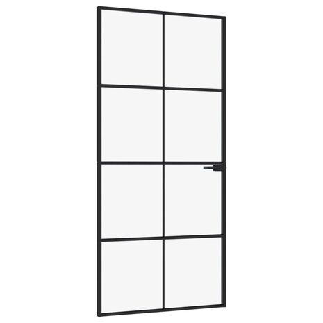 Binnendeur 93x201,5 cm gehard glas en aluminium smal zwart 2