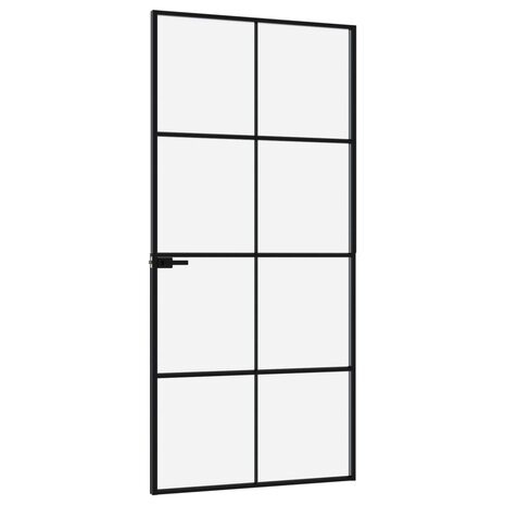 Binnendeur 93x201,5 cm gehard glas en aluminium smal zwart 4