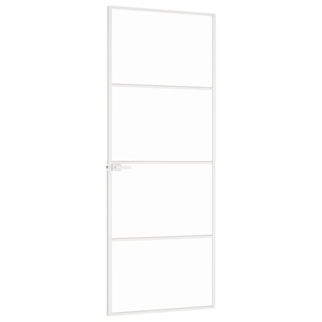 Binnendeur 76x201,5 cm gehard glas en aluminium smal wit 4