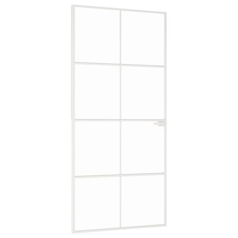 Binnendeur 93x201,5 cm gehard glas en aluminium smal wit 2