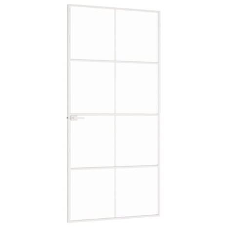 Binnendeur 93x201,5 cm gehard glas en aluminium smal wit 4