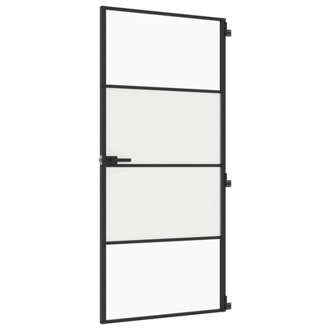 Binnendeur smal 93x201,5 cm gehard glas en aluminium zwart 2