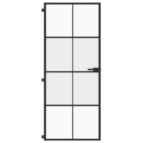 Binnendeur smal 83x201,5 cm gehard glas en aluminium zwart 3