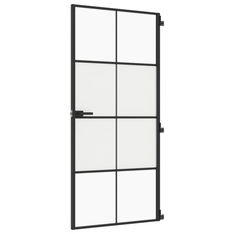 Binnendeur smal 93x201,5 cm gehard glas en aluminium zwart 2