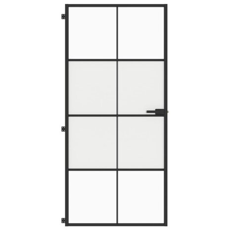 Binnendeur smal 93x201,5 cm gehard glas en aluminium zwart 3