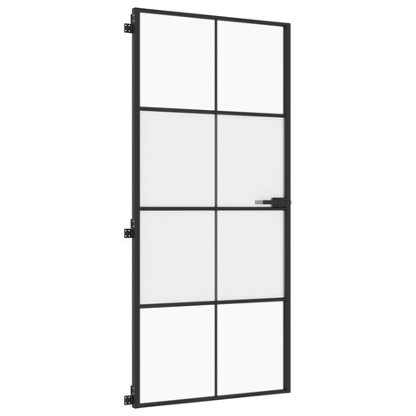 Binnendeur smal 93x201,5 cm gehard glas en aluminium zwart 5