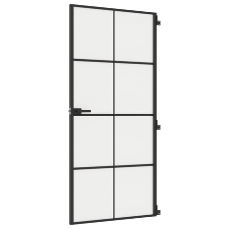 Binnendeur smal 93x201,5 cm gehard glas en aluminium zwart 2