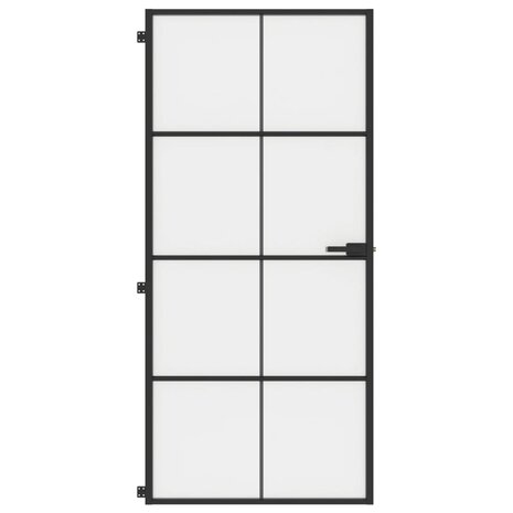 Binnendeur smal 93x201,5 cm gehard glas en aluminium zwart 3