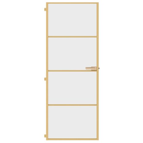 Binnendeur smal 76x201,5 cm gehard glas en aluminium goudkleur 3