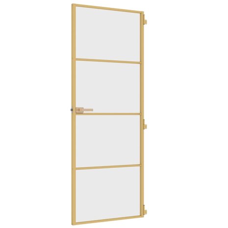 Binnendeur smal 76x201,5 cm gehard glas en aluminium goudkleur 5