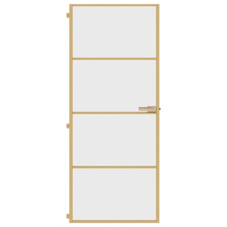 Binnendeur smal 83x201,5 cm gehard glas en aluminium goudkleur 3