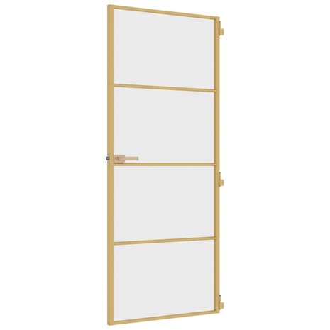 Binnendeur smal 83x201,5 cm gehard glas en aluminium goudkleur 5