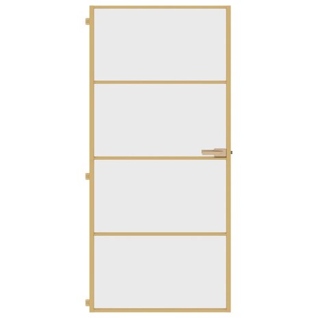 Binnendeur smal 93x201,5 cm gehard glas en aluminium goudkleur 3