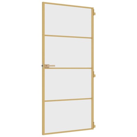 Binnendeur smal 93x201,5 cm gehard glas en aluminium goudkleur 5