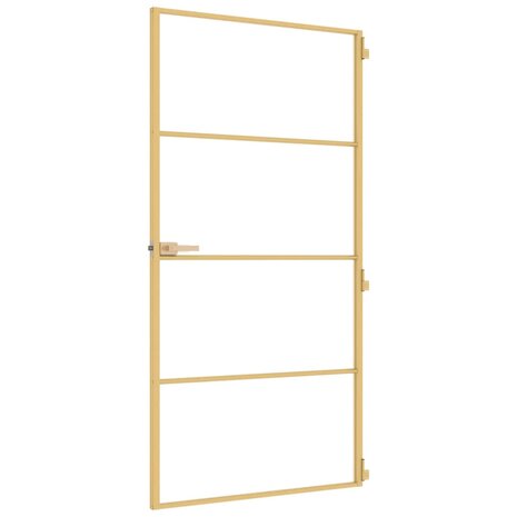 Binnendeur smal 102,5x201,5 cm gehard glas en aluminium goud 5