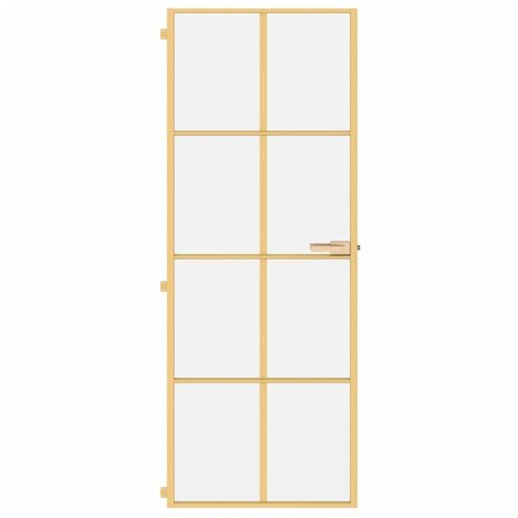 Binnendeur smal 76x201,5 cm gehard glas en aluminium goudkleur 3