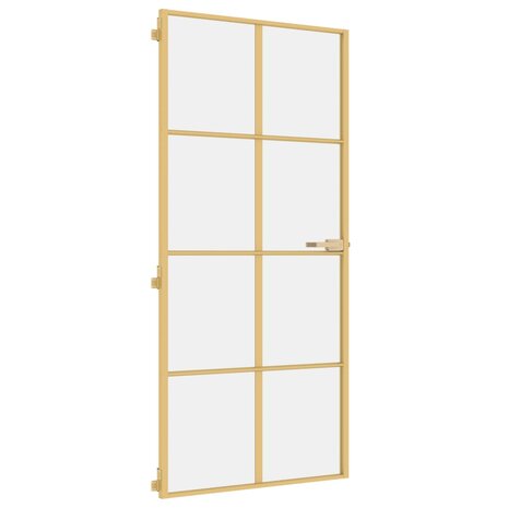 Binnendeur smal 93x201,5 cm gehard glas en aluminium goudkleur 2