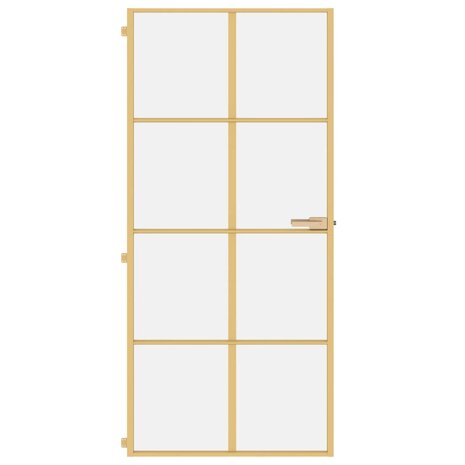 Binnendeur smal 93x201,5 cm gehard glas en aluminium goudkleur 3