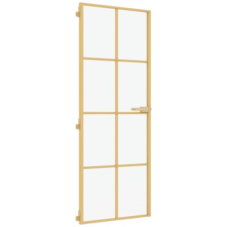 Binnendeur smal 76x201,5 cm gehard glas en aluminium goudkleur 2